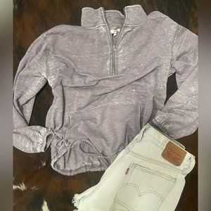 Tie waist quarter zip sweatshirt light weight
